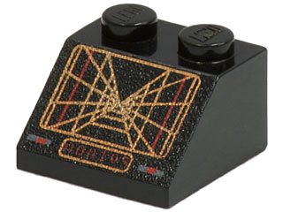 LEGO onderdeel Slope 45 2 x 2 with Screen with SW Trench Computer Pattern (3039ps1)