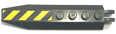 LEGO part Scharnier-Platte 1 x 8 mit abgewinkelten Seitenerweiterungen mit Schwarz- und Gelb-Gefahrenstreifen-Muster (Aufkleber) - Set 8863 (30407pb07)