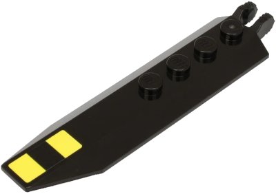 LEGO onderdeel Hinge Plate 1 x 8 with Angled Side Extensions with 2 Bright Light Yellow Stripes Pattern (Sticker) - Set 60274 (30407pb12)