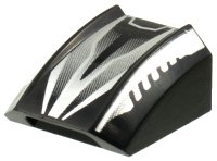 LEGO part Slope, Curved 2 x 2 Lip with Sleek Silver and Black Pattern 30602pb016