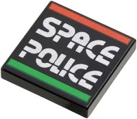 LEGO part Tile 2 x 2 with Space Police II Logo Pattern 3068pb0029
