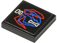 LEGO part Tile 2 x 2 with Dinosaur Skeleton and Bone Pattern (Sticker) - Sets 1737 / 5129 / 6854 / 6856 / 6899 / 6938 / 6958 / 6982 3068pb0036