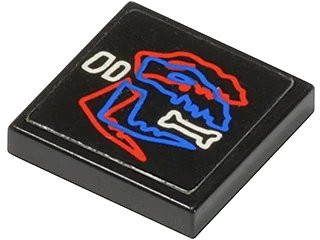 LEGO onderdeel Tile 2 x 2 with Dinosaur Skeleton and Bone Pattern (Sticker) - Sets 1737 / 5129 / 6854 / 6856 / 6899 / 6938 / 6958 / 6982 (3068pb0036)