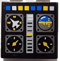 LEGO part Tile 2 x 2 with Avionics Controls Pattern (Sticker) - Set 8222 3068pb0119