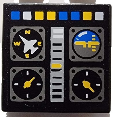 LEGO onderdeel Tile 2 x 2 with Avionics Controls Pattern (Sticker) - Set 8222 (3068pb0119)