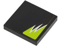 LEGO part Tile 2 x 2 with Black and Lime Flames Pattern Model Left Side (Sticker) - Set 8119 3068pb0300L