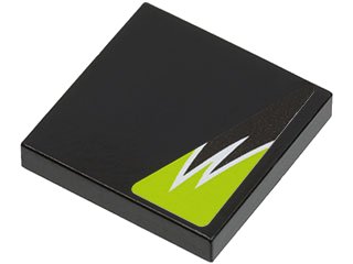 LEGO onderdeel Tile 2 x 2 with Black and Lime Flames Pattern Model Left Side (Sticker) - Set 8119 (3068pb0300L)