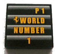 LEGO onderdeel Tegel 2 x 2 met Ferrari Logo en 'P1 WORLD NUMBER 1' Patroon (Sticker) - Set 8672 3068pb0323