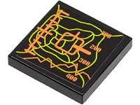 LEGO part Tile 2 x 2 with Orange and Lime Elevation Display Pattern (Sticker) - Set 8960 3068pb0423