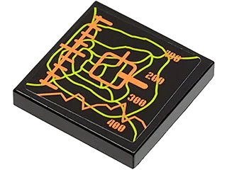 LEGO onderdeel Tile 2 x 2 with Orange and Lime Elevation Display Pattern (Sticker) - Set 8960 (3068pb0423)