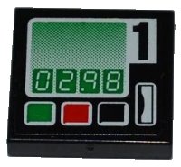 LEGO onderdeel Tile 2 x 2 with '02.98' and Black Number '1' Pattern (Sticker) - Set 60016 3068pb0648