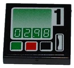 LEGO onderdeel Tile 2 x 2 with '02.98' and Black Number '1' Pattern (Sticker) - Set 60016 (3068pb0648)