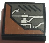 LEGO part Tile 2 x 2 with Pipes, Vent Holes and Corner Cover Pattern Model Left Side (Sticker) - Set 8635 3068pb0695L