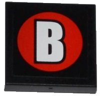 LEGO part Piastrella 2 x 2 con Motivo Lettera Maiuscola B Bianca su Cerchio Rosso (Adesivo) - Set 76005 3068pb0760