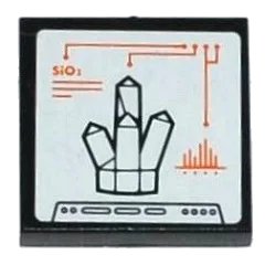 LEGO onderdeel Tile 2 x 2 with 'SiO2' and Rock Crystal 5 Point on Screen Pattern (Sticker) - Set 60035 (3068pb0877)