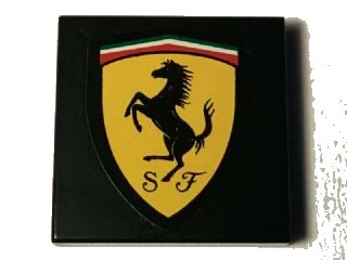 LEGO onderdeel Tile 2 x 2 with Ferrari Logo with Black Border Pattern (Sticker) - Set 40194 (3068pb0896)