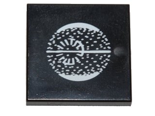 LEGO part Tile 2 x 2 with White Death Star Schematic Pattern (3068pb0947)