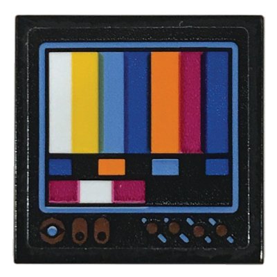 LEGO onderdeel Tile 2 x 2 with TV Screen with Color Bars Pattern (Sticker) - Set 70831 (3068pb1206)