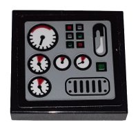 LEGO onderdeel Tile 2 x 2 with Gauges and Buttons on Light Bluish Gray Background Pattern (Sticker) - Set 60198 3068pb1315