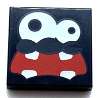 LEGO part Piastrella 2 x 2 con Occhi Bianchi, Occhio Destro Grande e Bocca Rossa Spalancata con 4 Denti Disegno (Volto Super Mario Fuzzy) 3068pb1368