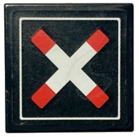 LEGO part Tile 2 x 2 with Crossed Bars with Squared Ends and Thin Border (Train Crossing) Pattern (Sticker) - Sets 60051 / 60098 3068pb1444