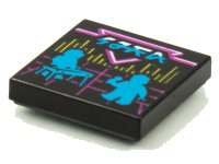 LEGO part Tile 2 x 2 with BeatBit Album Cover - Dark Azure Keyboardist and Singer Silhouettes Pattern 3068pb1614