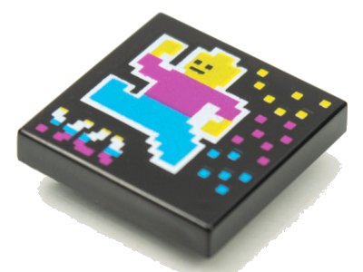 LEGO onderdeel Tile 2 x 2 with BeatBit Album Cover - Pixelated Minifigure and Squares Pattern (3068pb1631)