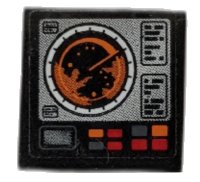 LEGO part Tile 2 x 2 with Light Bluish Gray Rectangle with Orange Radar and Buttons Pattern (Sticker) - Set 42076 3068pb1705