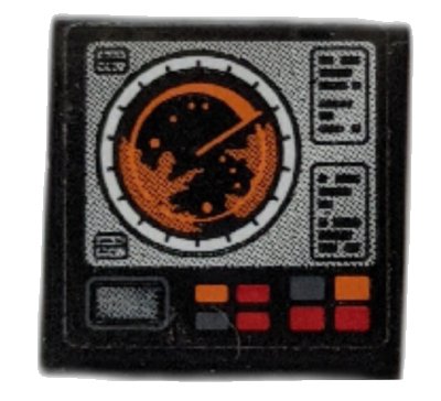 LEGO onderdeel Tile 2 x 2 with Light Bluish Gray Rectangle with Orange Radar and Buttons Pattern (Sticker) - Set 42076 (3068pb1705)