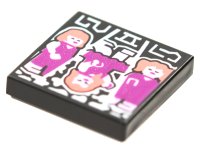 LEGO part Baldosa 2 x 2 with BeatBit Album Cover - Girls Dancing, Middle Upside Down Pattern 3068pb1764