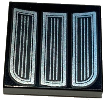 LEGO part Baldosa 2 x 2 with 3 Silver Grills Pattern (3068pb2048)