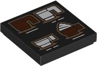 LEGO part Tile 2 x 2 with 4 Reddish Brown and White Coffee Cups Pattern 3068pb2263