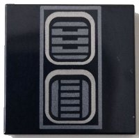 LEGO onderdeel Tile 2 x 2 with Dark Silver SW R2-D2 Astromech Droid Vents with Rectangle Border Pattern 3068pb2462