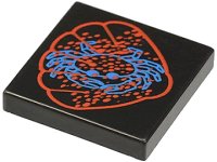 LEGO part Tile 2 x 2 with Blue and Red Scallop and Crab Pattern 3068px10
