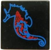 LEGO onderdeel Tile 2 x 2 with Blue and Red Seahorse Pattern (3068px11)