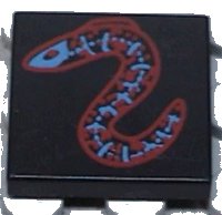 LEGO part Tile 2 x 2 with Blue and Red Eel Pattern 3068px12