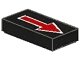 LEGO onderdeel Tile 1 x 2 with Arrow Long Red with Silver Border Pattern (3069p07)