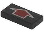 LEGO onderdeel Tile 1 x 2 with Arrow Short Red with Silver Border Pattern (3069p15)