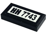 LEGO part Tile 1 x 2 with 'HH 7743' Pattern (Sticker) - Set 7743 3069pb0108
