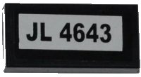LEGO part Tile 1 x 2 with 'JL 4643' Pattern (Sticker) - Set 4643 3069pb0210