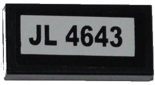 LEGO onderdeel Tile 1 x 2 with 'JL 4643' Pattern (Sticker) - Set 4643 (3069pb0210)