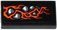 LEGO onderdeel Tile 1 x 2 with Orange Cracks and Stones Pattern (Sticker) - Set 70747 3069pb0390