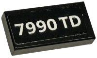LEGO part Tile 1 x 2 with White '7990 TD' Pattern (Sticker) - Sets 75953 / 75968 3069pb0680