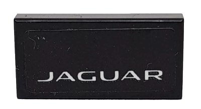 LEGO part Tile 1 x 2 with White 'JAGUAR' on Black Background Pattern (Sticker) - Set 76898 (3069pb0821)