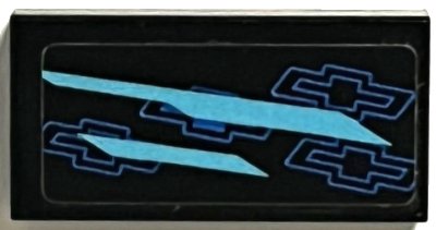 LEGO part Carreau 1 x 2 avec Motif Rayures Bleu Moyen et Logos Chevrolet Bleus Côté Modèle Gauche (Autocollant) - Set 75891 (3069pb1120L)