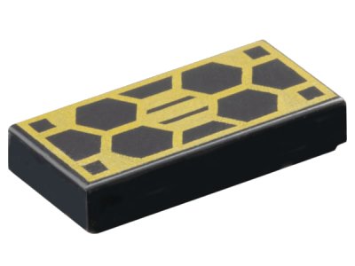 LEGO onderdeel Tile 1 x 2 with Hexagonal Gold Solar Panel Pattern (3069pb1207)