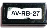 LEGO part Tile 1 x 2 with License Plate 'AV-RB-27' Pattern (Sticker) - Set 70436 3069pb1244