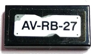 LEGO onderdeel Tile 1 x 2 with License Plate 'AV-RB-27' Pattern (Sticker) - Set 70436 (3069pb1244)