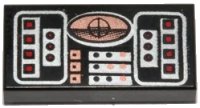 LEGO onderdeel Tile 1 x 2 with Avionics SW Copper, Red & Silver Pattern 3069ps2