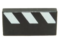 LEGO part Tile 1 x 2 with Diagonal Partial Stripes White Pattern 3069px15